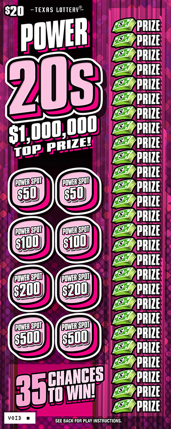 Power 20s Texas Lottery scratch-off ticket