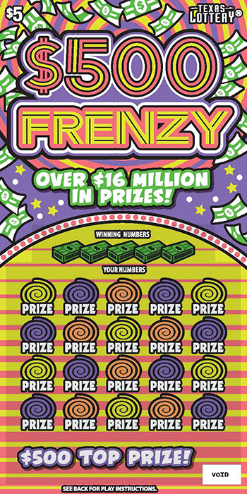 $500 Frenzy Texas Lottery scratch-off ticket