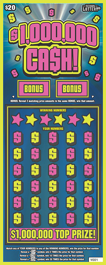 $1,000,000 Ca$h! Texas Lottery scratch-off ticket