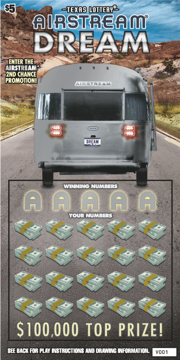 Airstream® Dream Texas Lottery scratch-off ticket art