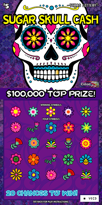 Sugar Skull Cash Texas Lottery scratch-off ticket art