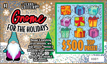 Gnome for the Holidays Texas Lottery scratch-off ticket
