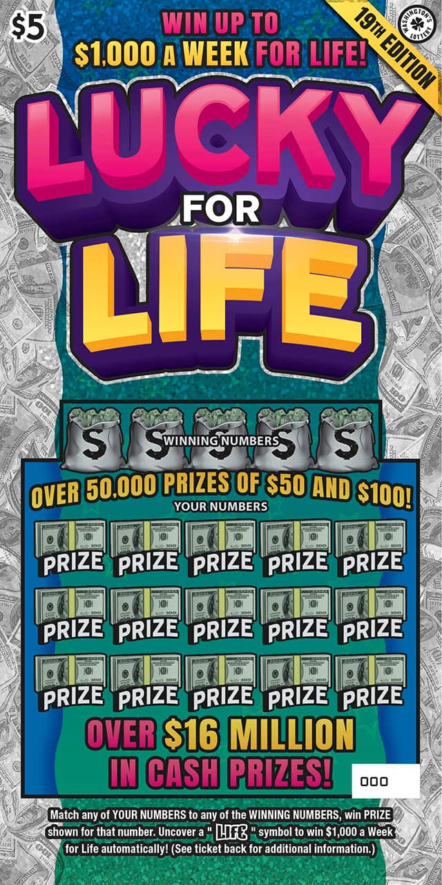 LUCKY FOR LIFE 19TH EDITION Washington Lottery scratch-off ticket