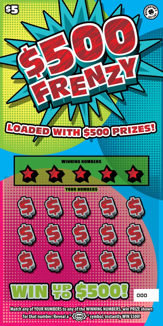 $500 FRENZY Washington Lottery scratch-off ticket